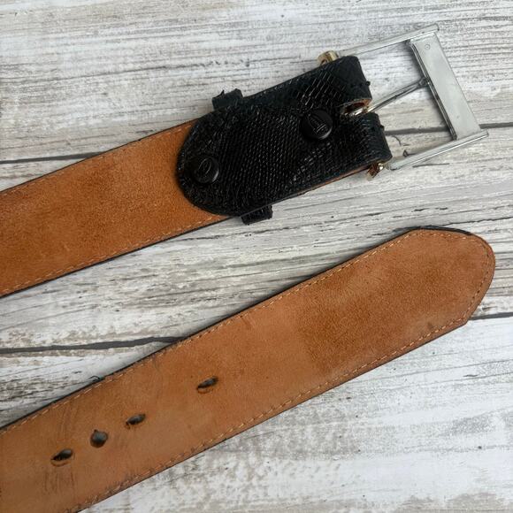 Nocona Belt Genuine Lizard Made in US Black Sz 34 Exotic Western Cowgirl - Picture 9 of 10